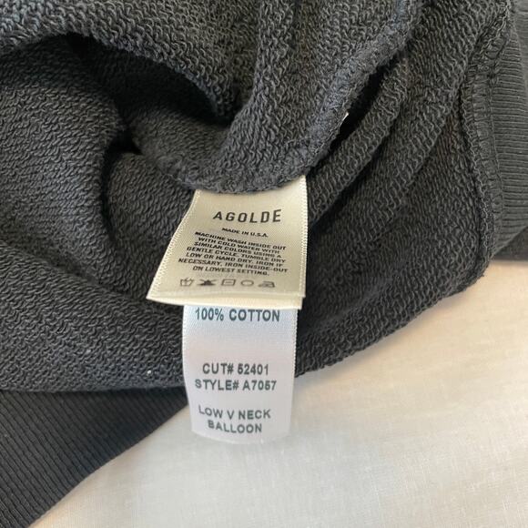 Agolde Black V Neck Pullover Sweater 100% Cotton Women's Small - Picture 8 of 8